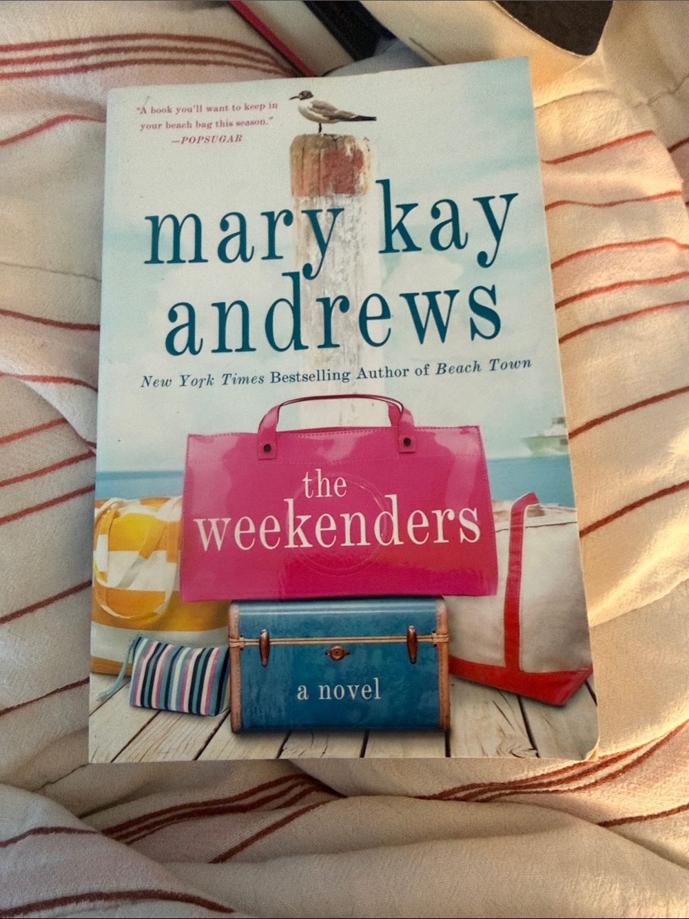 Mary Kay Andrews The Weekenders Novel with Pink Tote Illustration